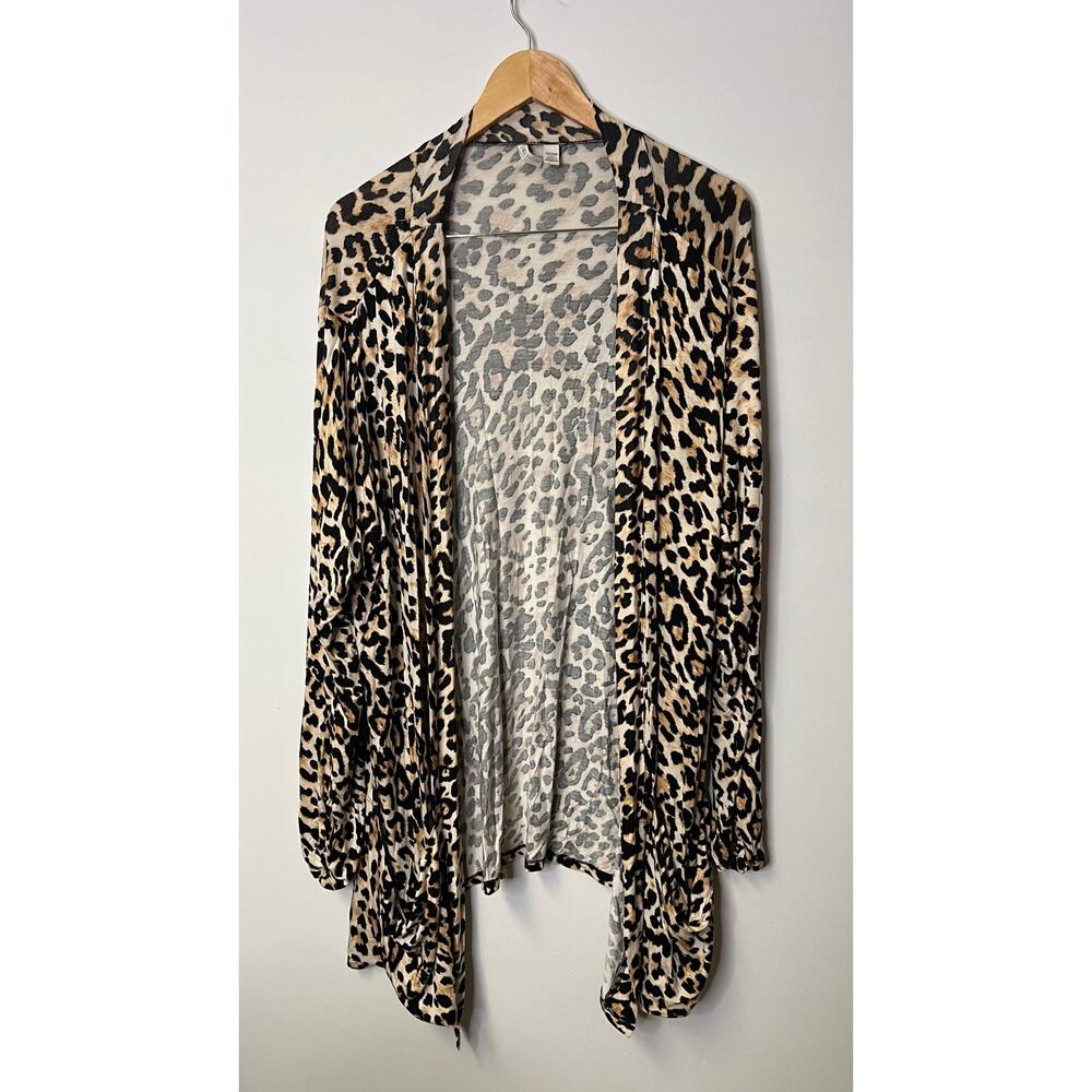 Cato Animal Leopard Print Open Front Draped Cardigan/Kimono -‎ Size 18/20W